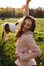 Učitajte sliku u preglednik galerije, Prugasta košulja sa vezom po želji — La Mary Fashion
